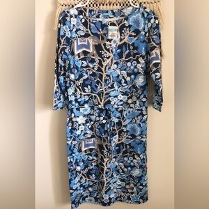 NWT J.McLaughlin Marianne Dress Floral Sucre Blossom Elephant Navy Silver